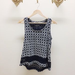 Loft - White and Navy Hi-Low Tank